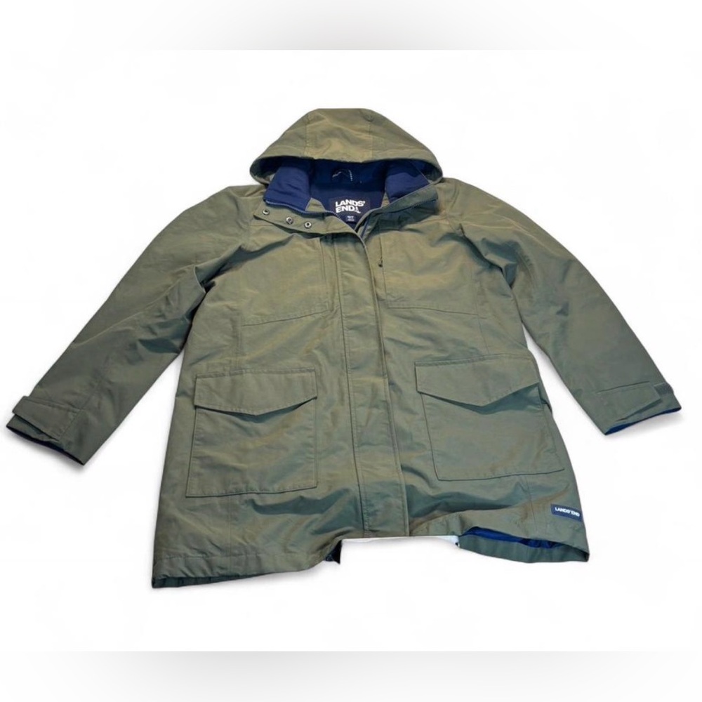 Lands' End Olive Hooded Utility Parka - Picture 1 of 4